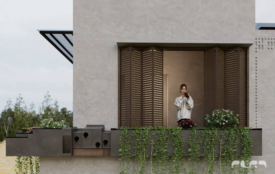 Architectural detail and planting within a private courtyard